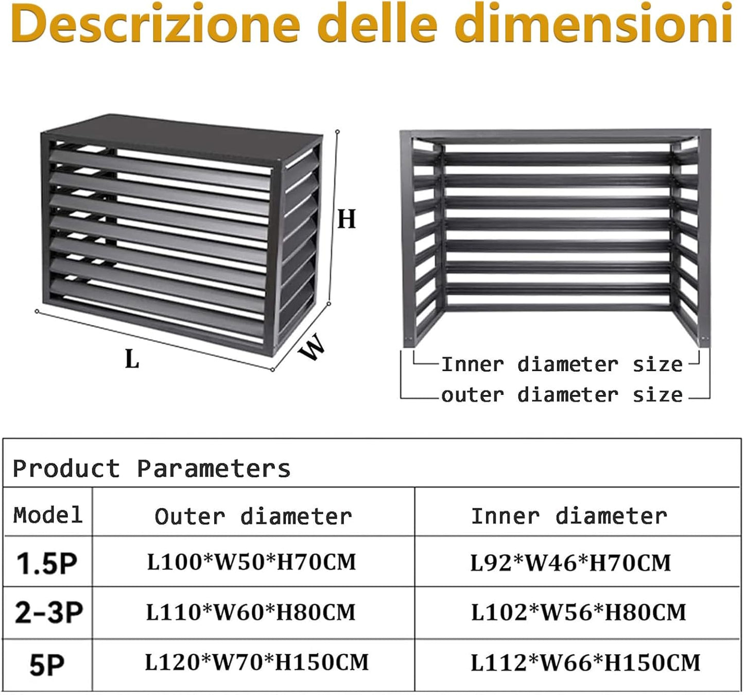 GENERIC Housse De Pompe à Chaleur Extérieure Toutes Saisons Pour Climatiseur – Protection D'unité AC Résistante Aux Intempéries Pour Unités 1,5P Dimensions L100W50H70 Et Bouclier Résistant Aux Intempéries