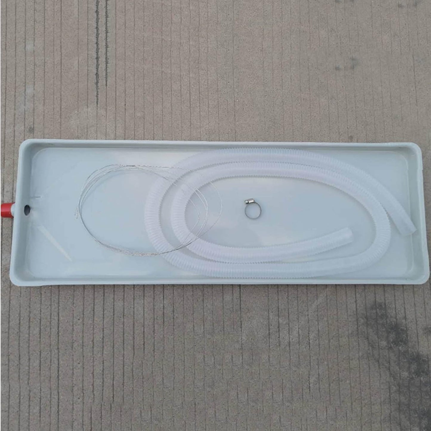 GENERIC Couvercle Pour Bac Vidange Condensat Climatisation Extérieur, Bac D'égouttage Climatiseur, Bac Récupération CVC Métal Galvanisé Avec Tuyau Vidange Pour Unité Bobine Ventilateur Climatisation
