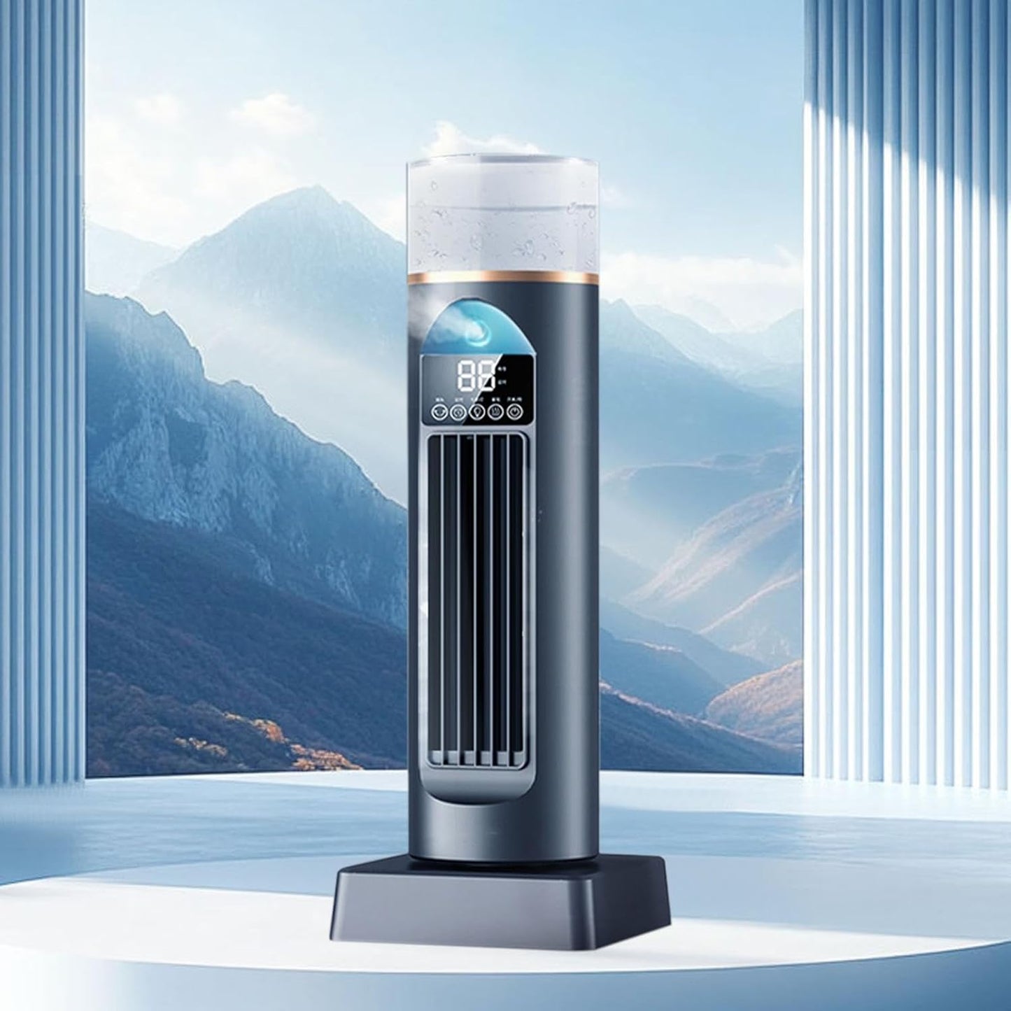 GENERIC Ventilateur De Climatisation Pour Chambre à Coucher | Refroidisseur Oscillant Silencieux à 6 Vitesses Avec Télécommande Et Réservoir D'eau, Minuterie De 6 Heures Pour La Maison, Le Bureau, Le