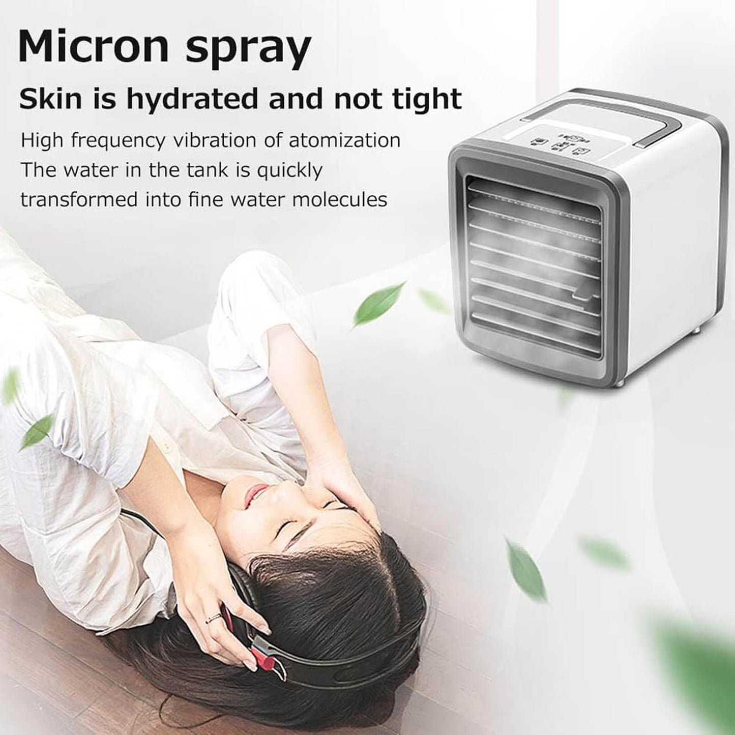 GENERIC Ventilateur De Refroidissement Portable Avec Humidification à 2 Vitesses, Climatiseur USB à économie D'énergie Pour La Maison, Le Bureau, L'intérieur Et L'extérieur