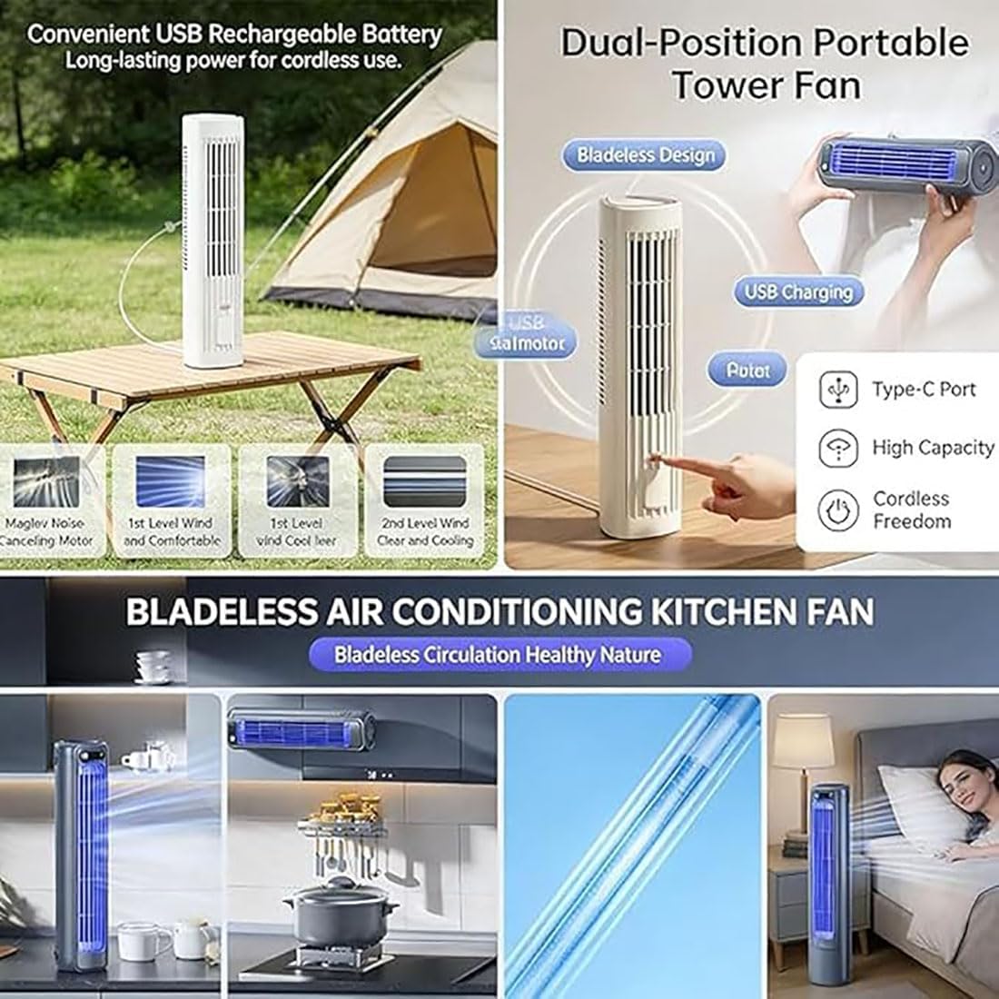 GENERIC Jiuberry Cooling Ace, Ventilateur De Climatiseur Portable Jiuberry, Climatiseur Portable Cooling Ace Rechargeable à 3 Vitesses, Pour Une Utilisation Dans La Chambre à Coucher (# A)