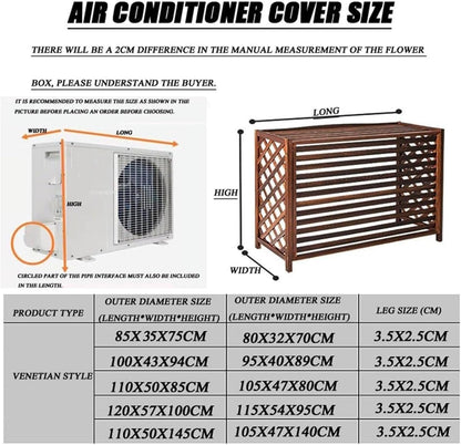 GENERIC Housse De Protection En Bois Pour Climatiseur Extérieur - Anti-corrosion - Grille Décorative Pour Pompe à Chaleur Et Support De Fleurs - 100 X 92 Cm