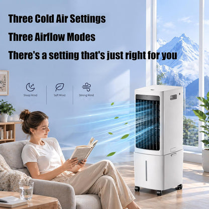 GENERIC Refroidisseur D'évaporation Portable 12L Avec Télécommande Et Minuterie, Ventilateur De Climatiseur Basse énergie Avec Roues, Brime Silencieux Pour La Chambre De Bureau à Domicile