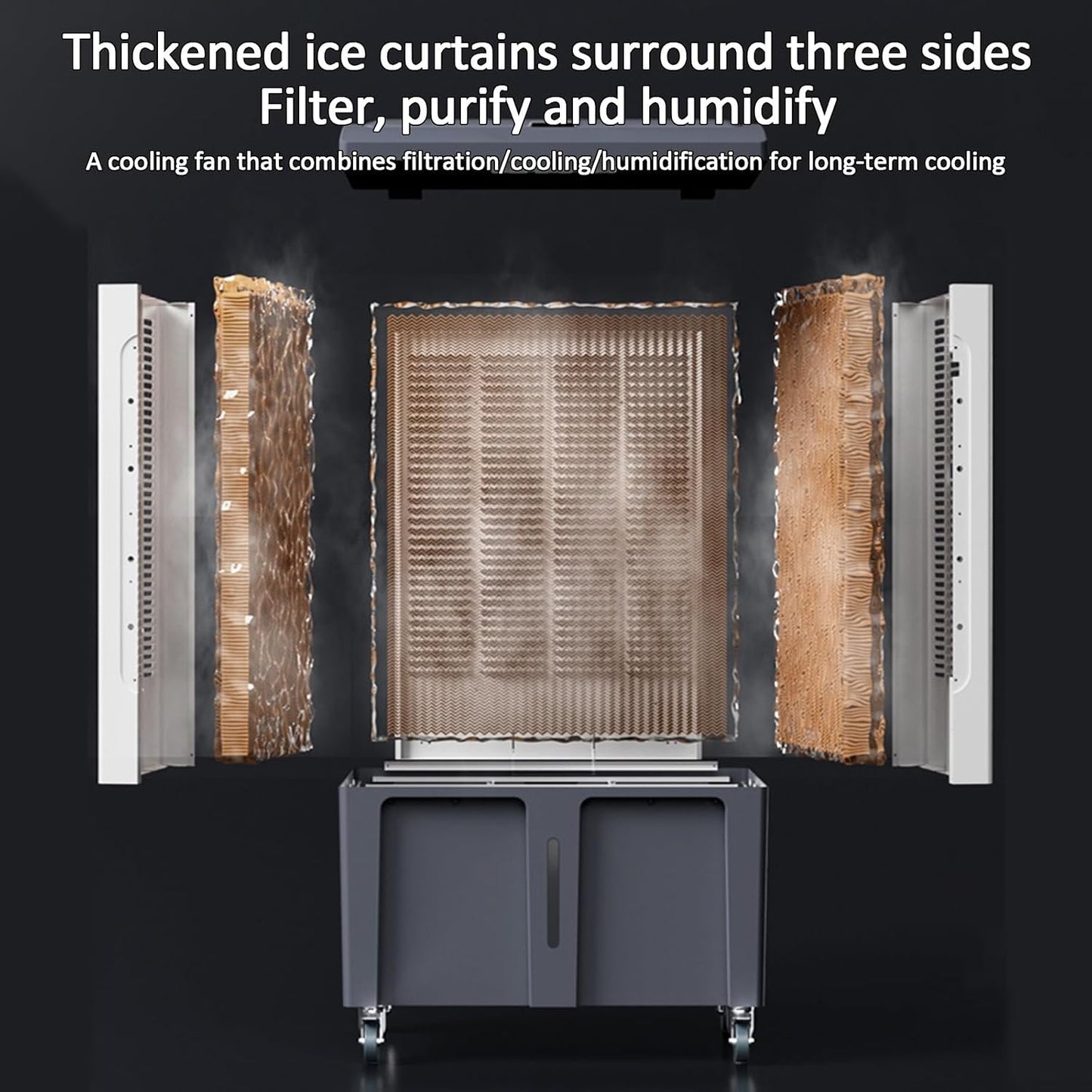  Refroidisseur D'air Par évaporation De 130 Cm (51 Po), Débit De 3900 Pi³/min, Réservoir De 75 Litres (19,8 Gal) Et 4 Compartiments à Glace, Télécommande, Minuterie De 12 H, Oscillation, Ventilateur