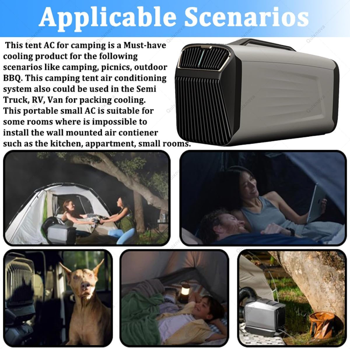 Climatiseurs Portables Pour Tentes, Puissance De Refroidissement De 5200 BTU, Climatiseur 4 En 1 Pour Une Utilisation Intérieure Ou Extérieure, Pique-niques, Camions, Camping-Cars A-12V