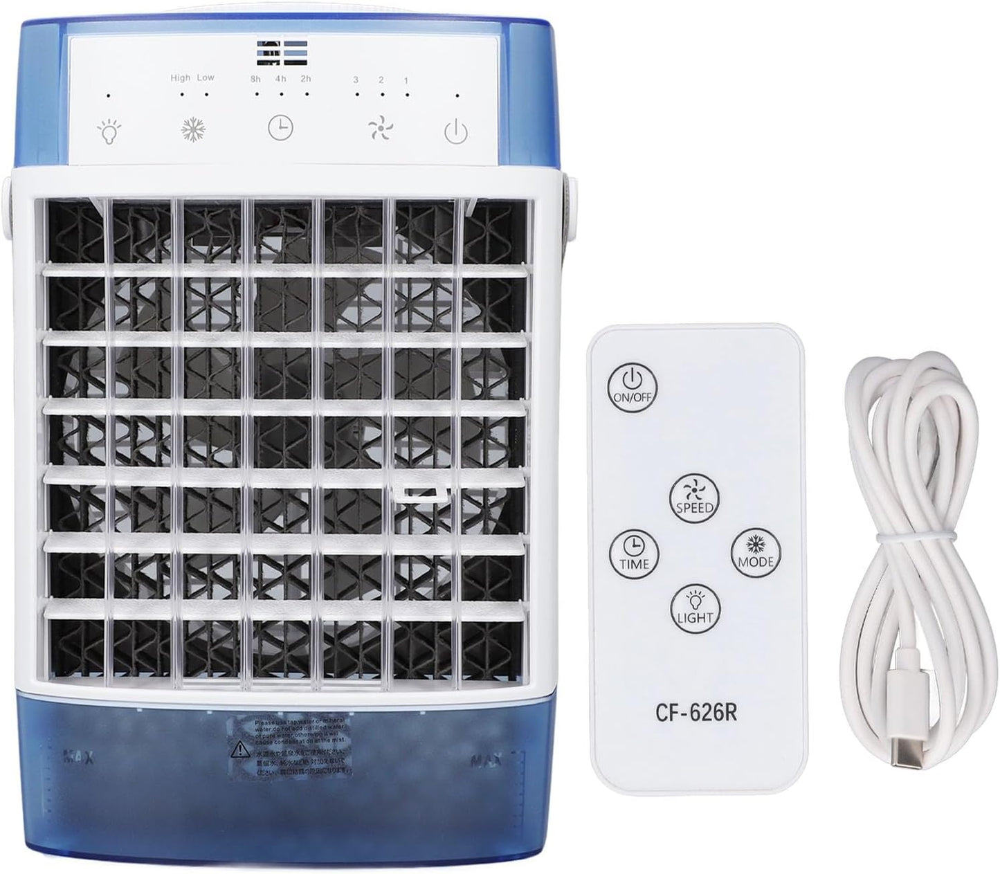  Climatiseur Portable, 3 Vitesses, 3 Modes, Minuterie 2H, 4H, 8H, Veilleuse 7 Couleurs, Avec Conception à Double Réservoir Et Persiennes Réglables, Pour Chambre à Coucher,