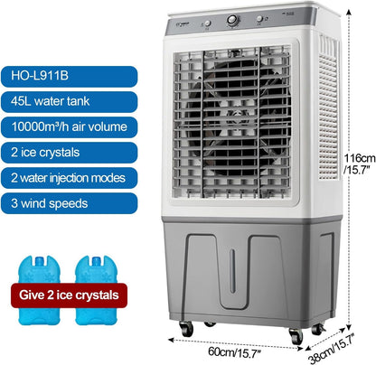  Refroidisseur D'air Portable Par évaporation De 116 Cm, Avec Remplissage Automatique Continu, Réservoir D'eau De 47,5 Litres, Oscillation à 120 °, 2 Blocs Réfrigérants, Ventilateur Pour Extérieur, I