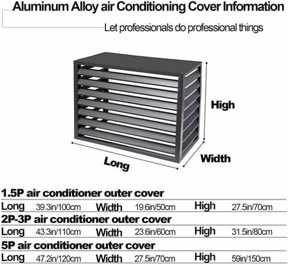  Housse De Protection En Aluminium Pour Climatiseur Extérieur, Système De Séparation AC, Résistant Aux Intempéries, Convient Pour 110 X 60 X 80 Cm, Résistante Aux UV, Idéale Pour Une Utilisation En