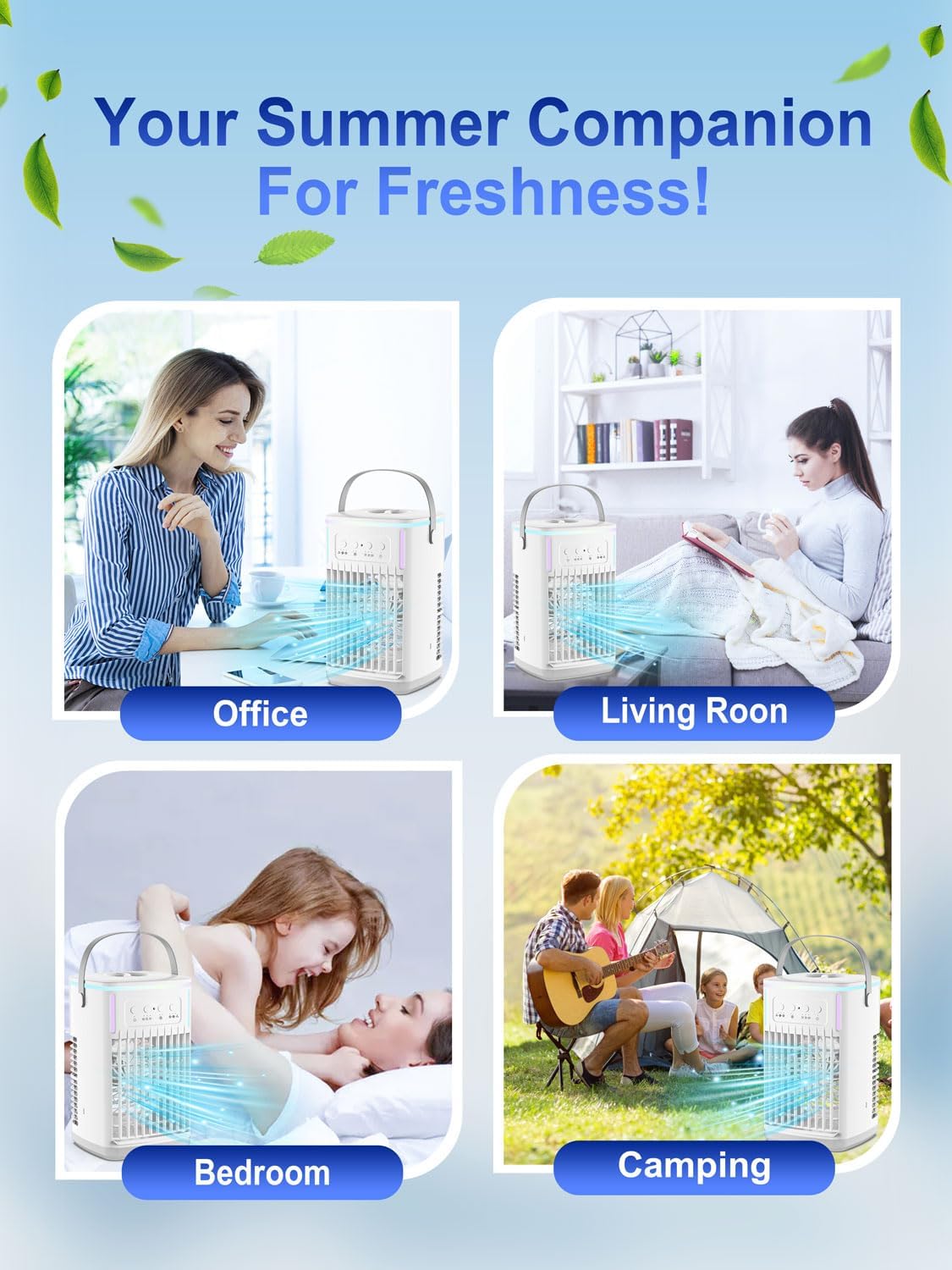  Ventilateur De Climatisation Portable Avec Télécommande, Réservoir De 1500 Ml, Minuterie De 1 à 6 Heures, 3 Vitesses De Vent, Mini Refroidisseur D'air Personnel Avec Humidificateur Pour Chambre