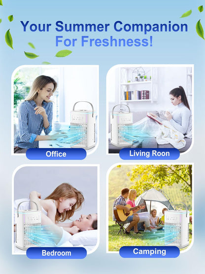  Ventilateur De Climatisation Portable Avec Télécommande, Réservoir De 1500 Ml, Minuterie De 1 à 6 Heures, 3 Vitesses De Vent, Mini Refroidisseur D'air Personnel Avec Humidificateur Pour Chambre