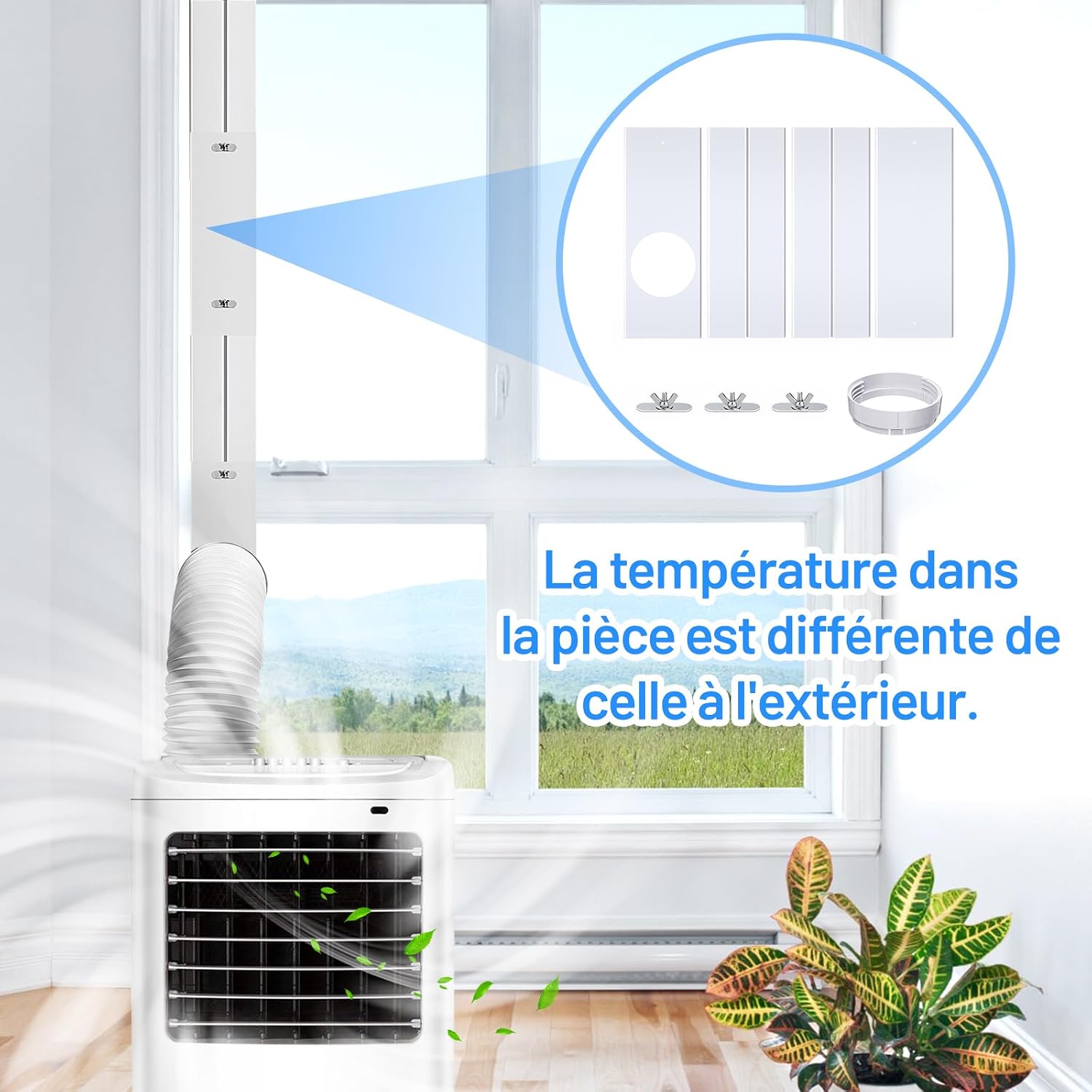 MagiDeal Kit De Fenêtre Portable Pour Climatiseur Avec Raccord Rond, Joint De Fenêtre De Climatiseur, Déflecteurs De Climatisation Mobiles Réglables Universel, Kit De Ventilation Télescopique