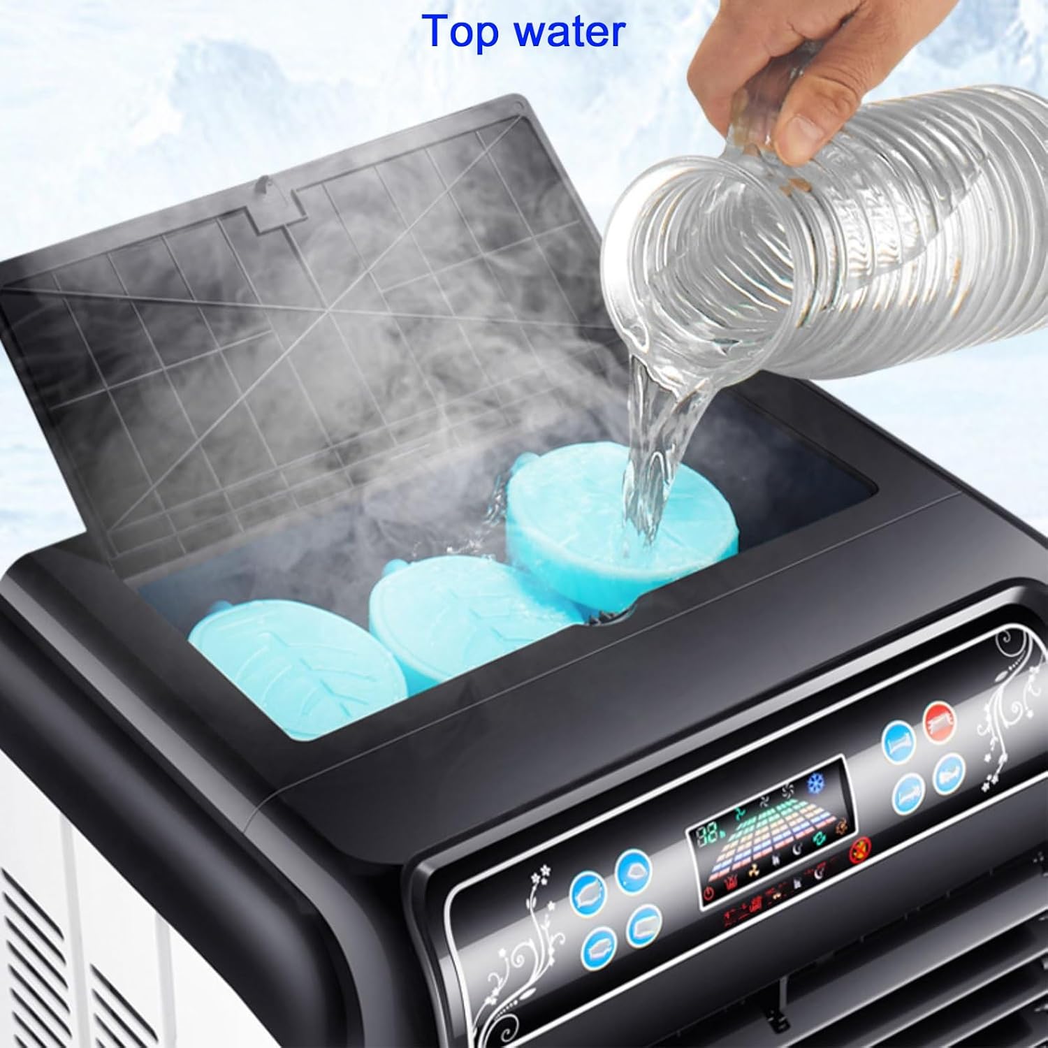  Refroidisseur D'air Par Évaporation, Refroidisseur De Marais 4200 CFM Avec Réservoir De 13,2 Gallons, Refroidisseur D'évaporation Portable Avec Télécommande, Minuterie De 12 Heures, 6 Packs De Glace,