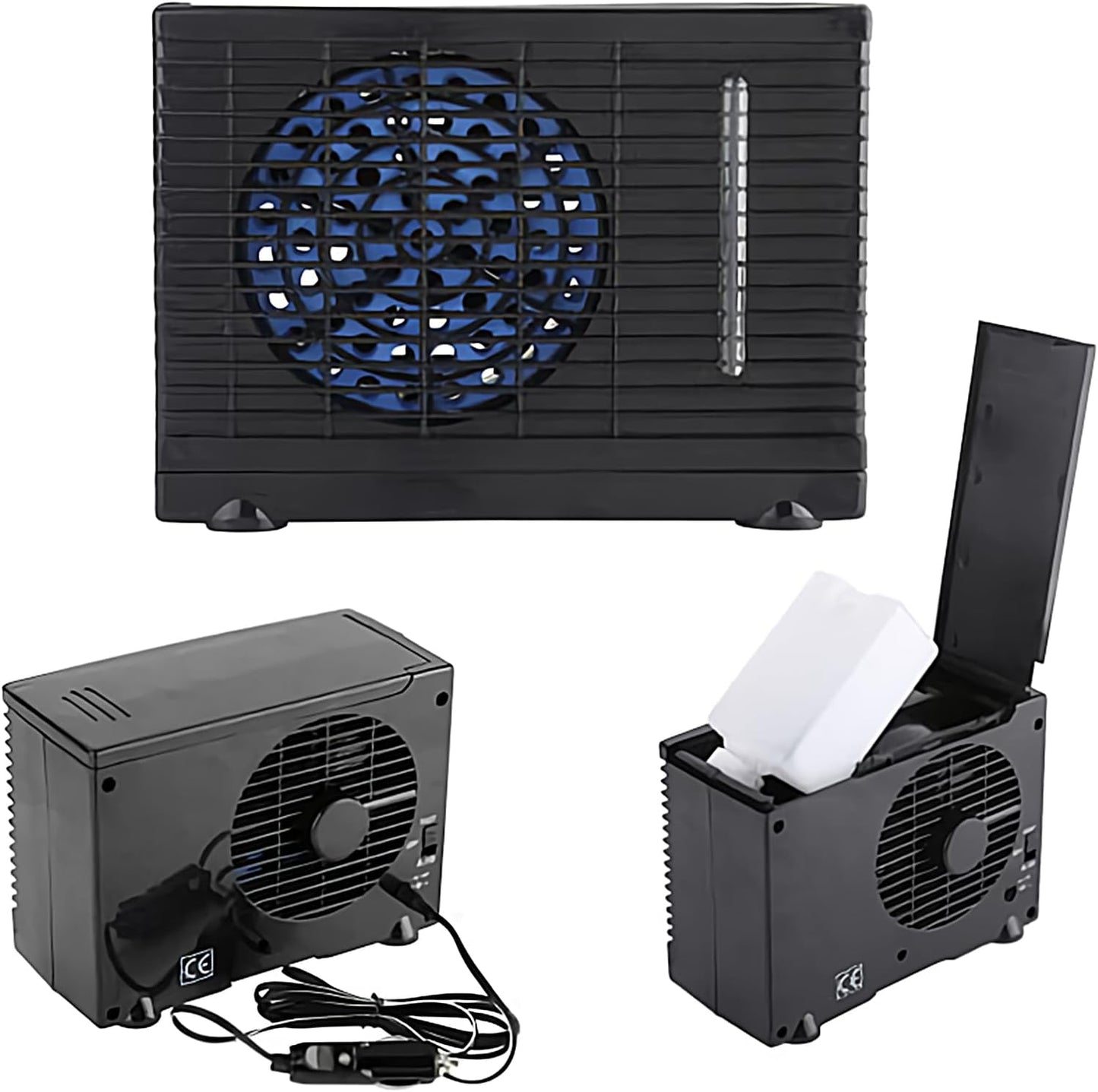 Climatiseur Ventilateur Portable Pour Voiture, Souffleur D'Air Portable Pour Voiture, Rafraîchisseur D'Air Évaporatif 12V Pour Camion Camping-Car Voyage Sous-Sol Chambre Garage