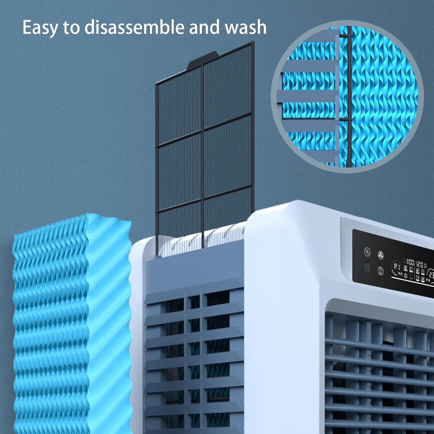 Refroidisseur D'air Par Évaporation Avec 3 Vitesses Et Minuterie De 9 Heures, Climatiseur Portable Pour Chambre, Bureau, Terrasse, Garage