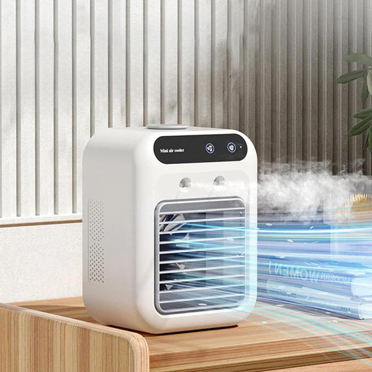  Ventilateur Rafraîchisseur D'air Portable 3 En 1 Rechargeable, Mini Climatiseur Silencieux Pour Bureau, Rafraîchisseur D'air évaporatif Personnel Alimenté Par USB (A)