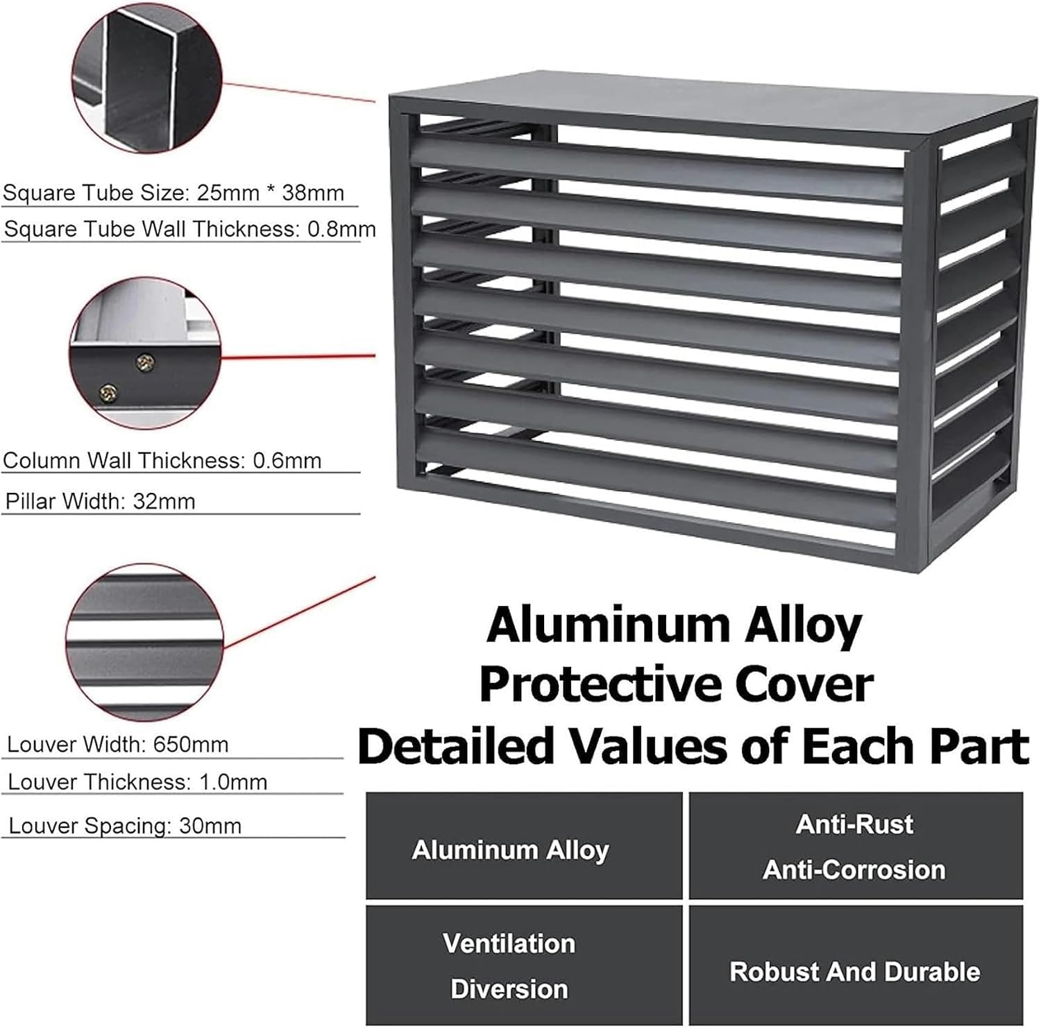  Housse De Protection Extérieure En Aluminium Pour Climatiseur Et Pompe à Chaleur, Résistante Aux Intempéries, Marron, Pour Poubelles Ou Unités De Climatisation, écran De