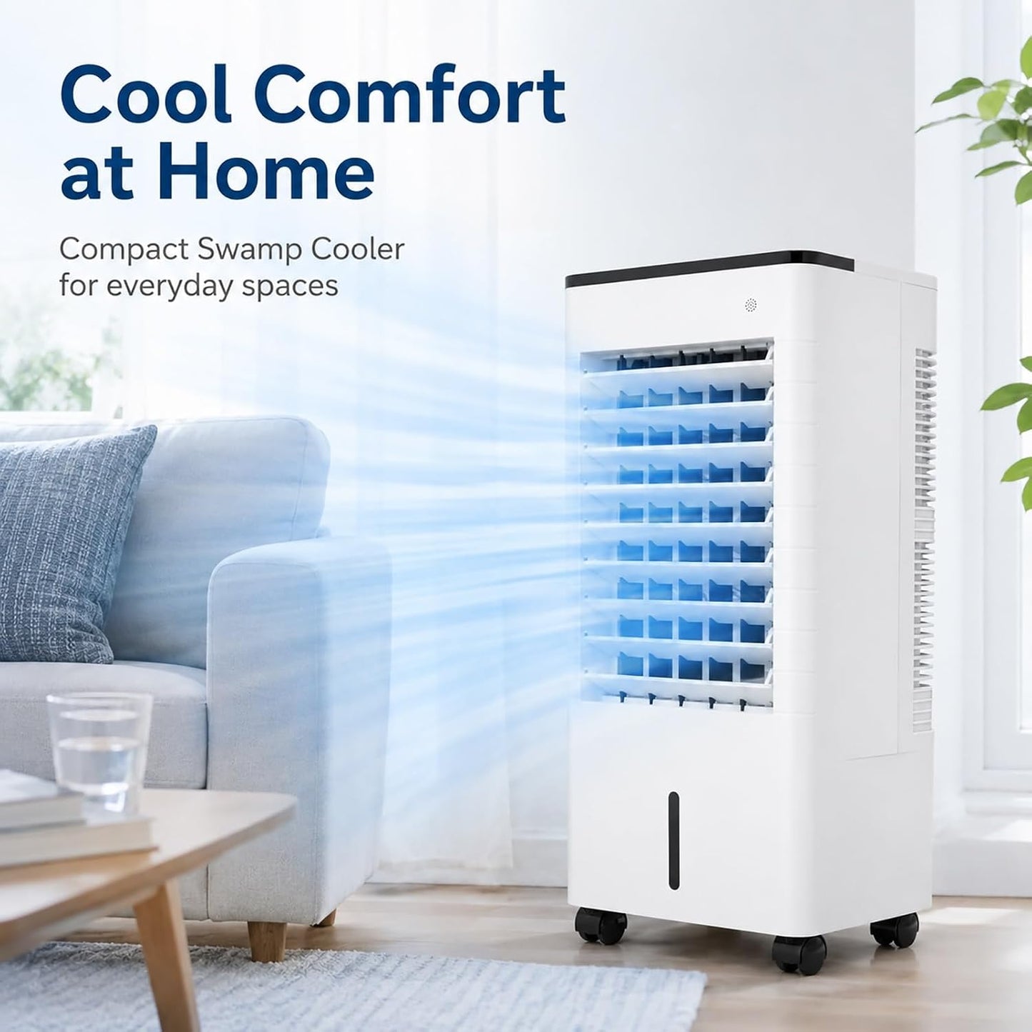  Rafraîchisseur D'Air, Climatiseur évaporatif, Remplissage D'Eau Par Le Haut, Pour Chambre, Salon, Refroidissement Intérieur