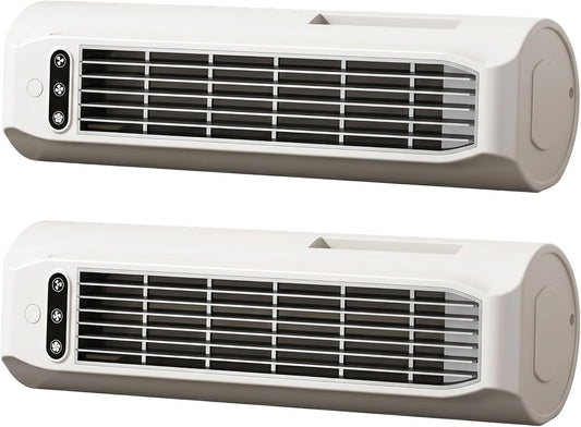  Lot De 2 Climatiseurs Sans Fil, Petit Ventilateur Tour Rechargeable Par USB à 3 Vitesses, Ventilateur De Refroidissement Sur Pied, Mural Et Couché Avec Support Téléphone Pour La Maison Et Le Burea
