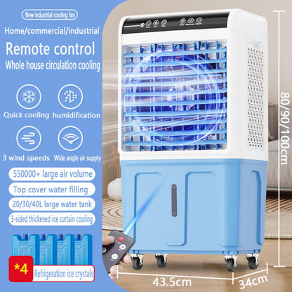 GENERIC Réservoir De Refroidisseur D'air évaporatif Portable 40L, 120 Ventilateur Oscillant, Refroidissement De Pack De Glace, Télécommande, Fonctionnement Silencieux Pour Garage Yard Office, Machine De Ruste