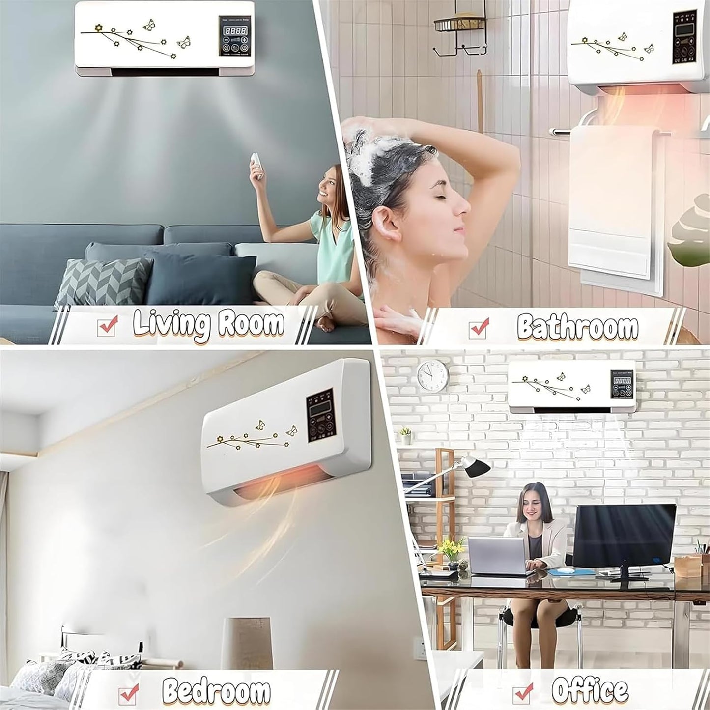  Mini Split Fan Unit Wall Mounted Portable Cooling Heating System Avec Remote Timer Ultra Quiet Effificient Mobile Fan Pour La Maison Bureau Chambre Fenêtre Fan Fonction Energy Saving Compact Design