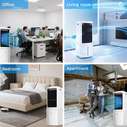  Refroidisseur D'air évaporatif Portable 40 L Avec Télécommande, Climatiseur Mobile Avec Minuterie 7,5 H, 3 Modes Et 3 Vitesses, Ventilateur Climatiseur Roulant Pour La Maison, Le Bureau Ou La Chambre,
