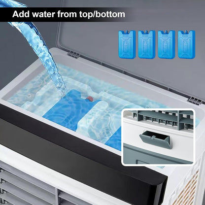  Refroidisseur D'air Par évaporation, Air Conditioner De 50 L, Minuterie 12 H, 3 Vitesses De Vent Pour Une Utilisation En Intérieur Et En Extérieur