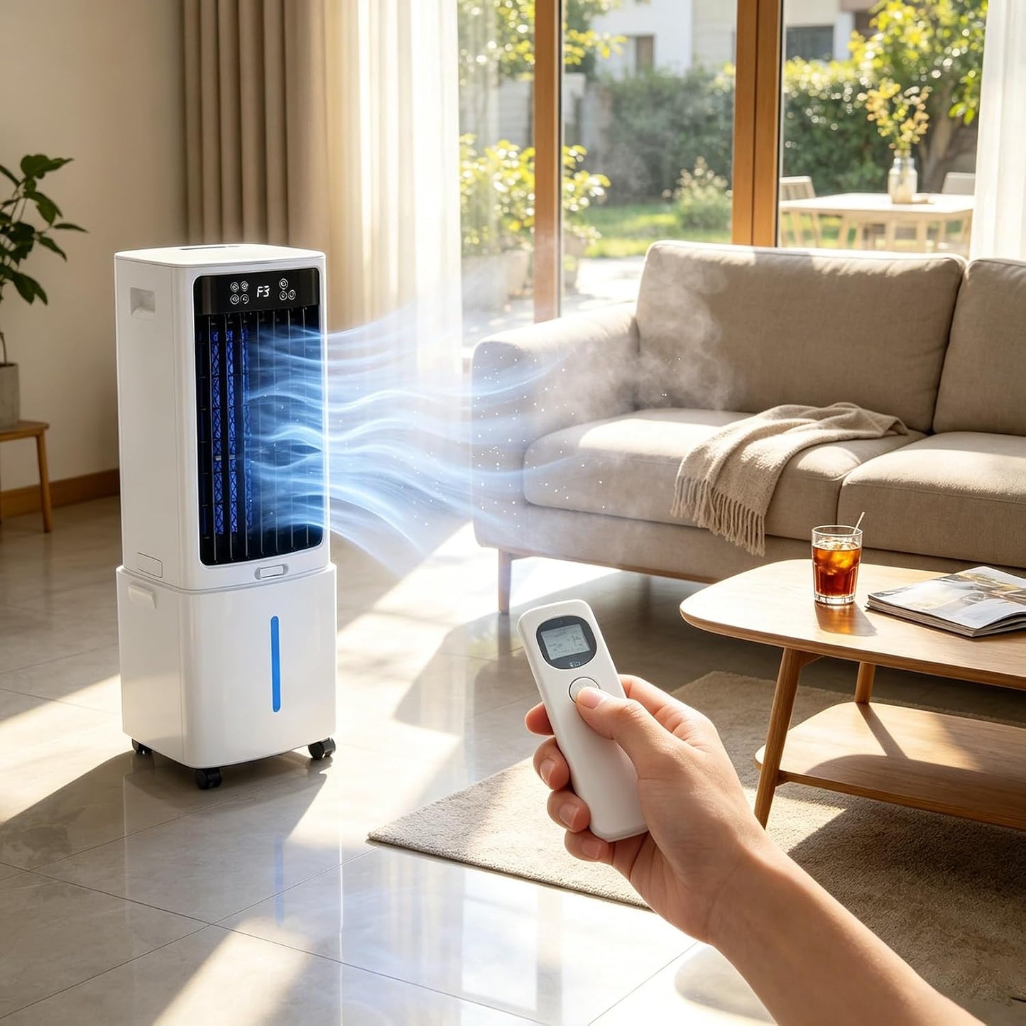 GENERIC Refroidisseur D'air Par évaporation Portable 3 En 1, Ventilateur De Climatiseur Télécommandé Avec Réservoir De 12 L, 3 Vitesses, For La Maison, La Chambre à Coucher, Le Bureau