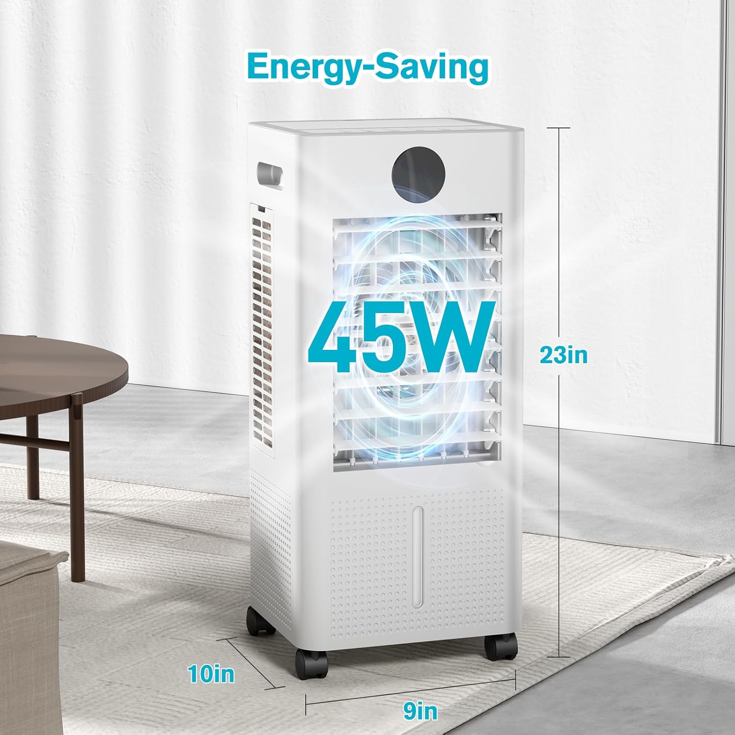  Climatiseur Portable Sans Fenêtre, Refroidisseur De Marais 3 En 1 Sans Canaux Avec Télécommande, Minuterie De 12 Heures Et Réservoir De 1 Gallon, 3 Modes, 2 Vitesses, Refroidisseur D'air