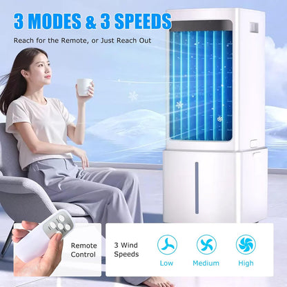  Refroidisseur D'air évaporatif Portable 40 L Avec Télécommande, Climatiseur Mobile Avec Minuterie 7,5 H, 3 Modes Et 3 Vitesses, Ventilateur Climatiseur Roulant Pour La Maison, Le Bureau Ou La Chambre,