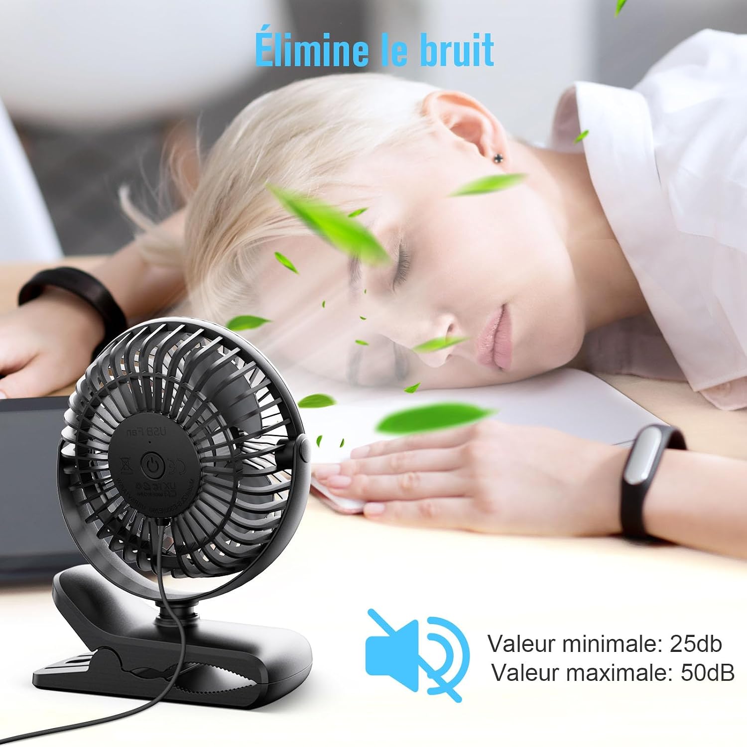  HONYIN Mini Ventilateur à Pince, 720 Rotation° Clip & Table Ventilateur | Petit Ventilateur USB, Air Puissant Et Fonctionnement Silencieux, Alimenté Par USB, Pour Maison Table Bureau
