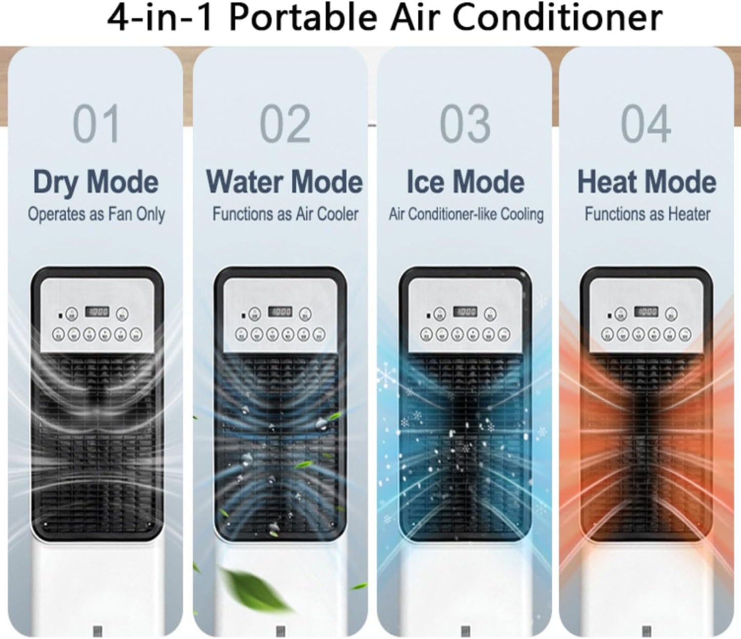 GENERIC Climatiseur Portable 3 En 1 Avec Ventilateur Et Rafraîchisseur D'air Par évaporation, Réservoir De 3 L, 4 Modes Et 3 Vitesses, Minuterie 12 H. Climatiseur Portable Sur Pied Pour Chambre à Coucher.