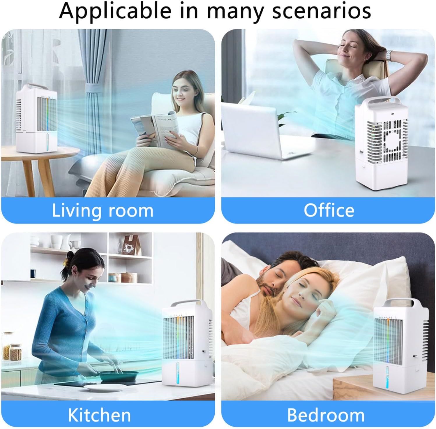 GENERIC Climatiseur Portable 3 En 1, Petit Climatiseur Personnel Avec Réservoir D'eau De 900 ML, Minuterie 2/4 H Et Petit Ventilateur De Refroidissement Avec Oscillation à 70° Pour 1200 ML.