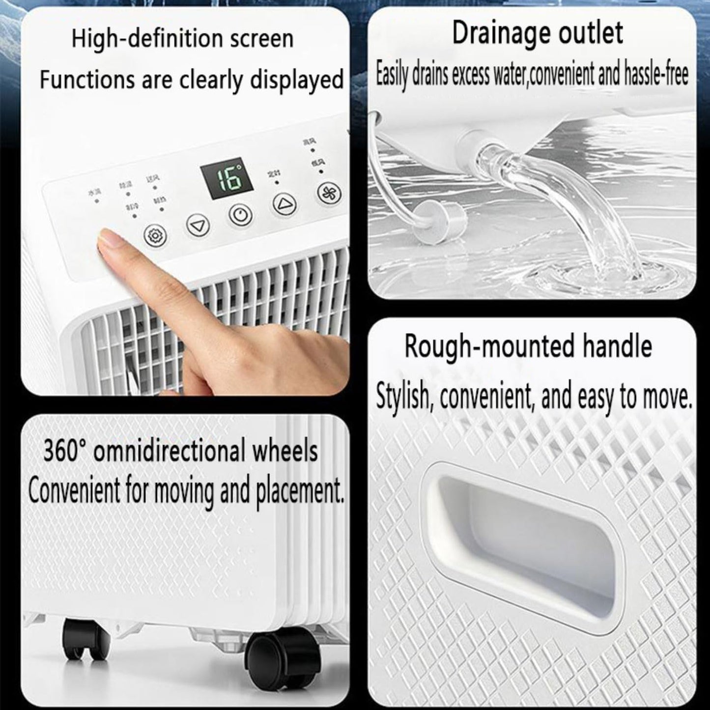  Climatiseur Portable 8000 BTU Refroidit Les Chambres Jusqu'à 300 Pieds Carrés, Unité De Climatisation Intelligente Avec Télécommande, Refroidissement Rapide, Déshumidificateur, Mode De Sommeil Silenci