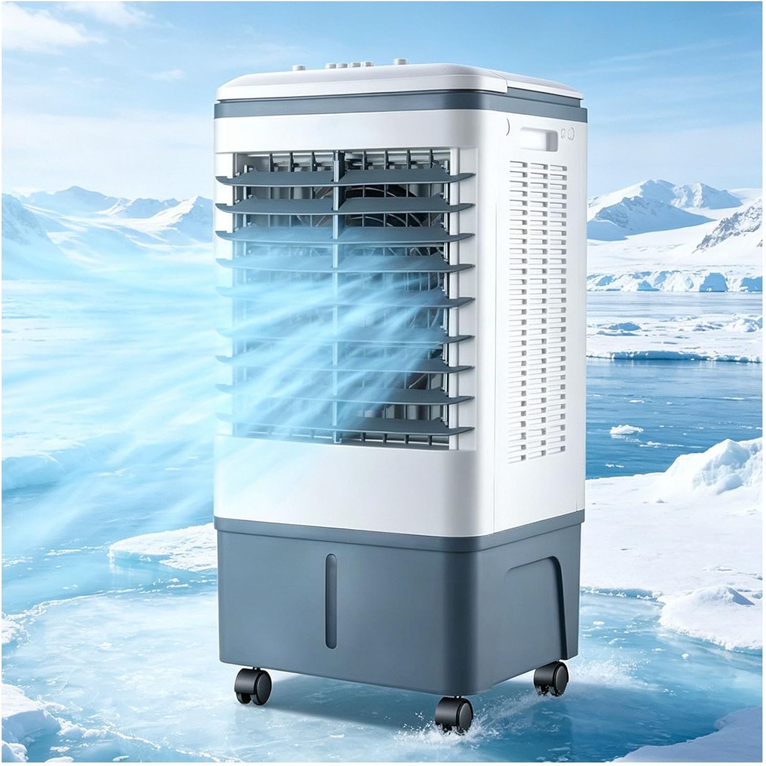 GENERIC Refroidisseur D'air Et Ventilateur Portables 3 En 1, Oscillation 120°, Roulettes 360°, Réservoir 20 L, 3 Vitesses, Rideau D'eau 1177 CFM, Sans Fenêtre, 80 W, For Chambre à Coucher, Bureau à Domicile