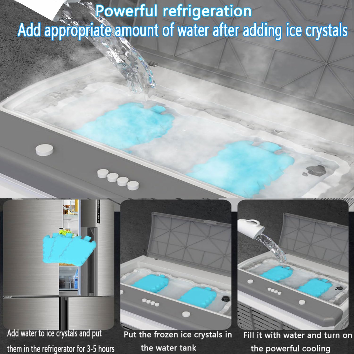 GENERIC Refroidisseur D'air Par évaporation Avec Réservoir D'eau, Climatiseur Portable, 3 Vitesses, Minuterie 12h, Poche De Glace, Oscillation à 120°, Idéal Pour Garage Et Usage Commercial