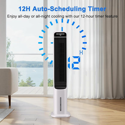 GENERIC Climatiseur Portable Sans Fenêtre, Ventilateur Tour 3 En 1 Avec Télécommande, 3 Vitesses, Refroidisseur De Marais à Oscillation 120 °, Refroidisseur Par évaporation Avec Minuterie De 12 Heures Pour Un