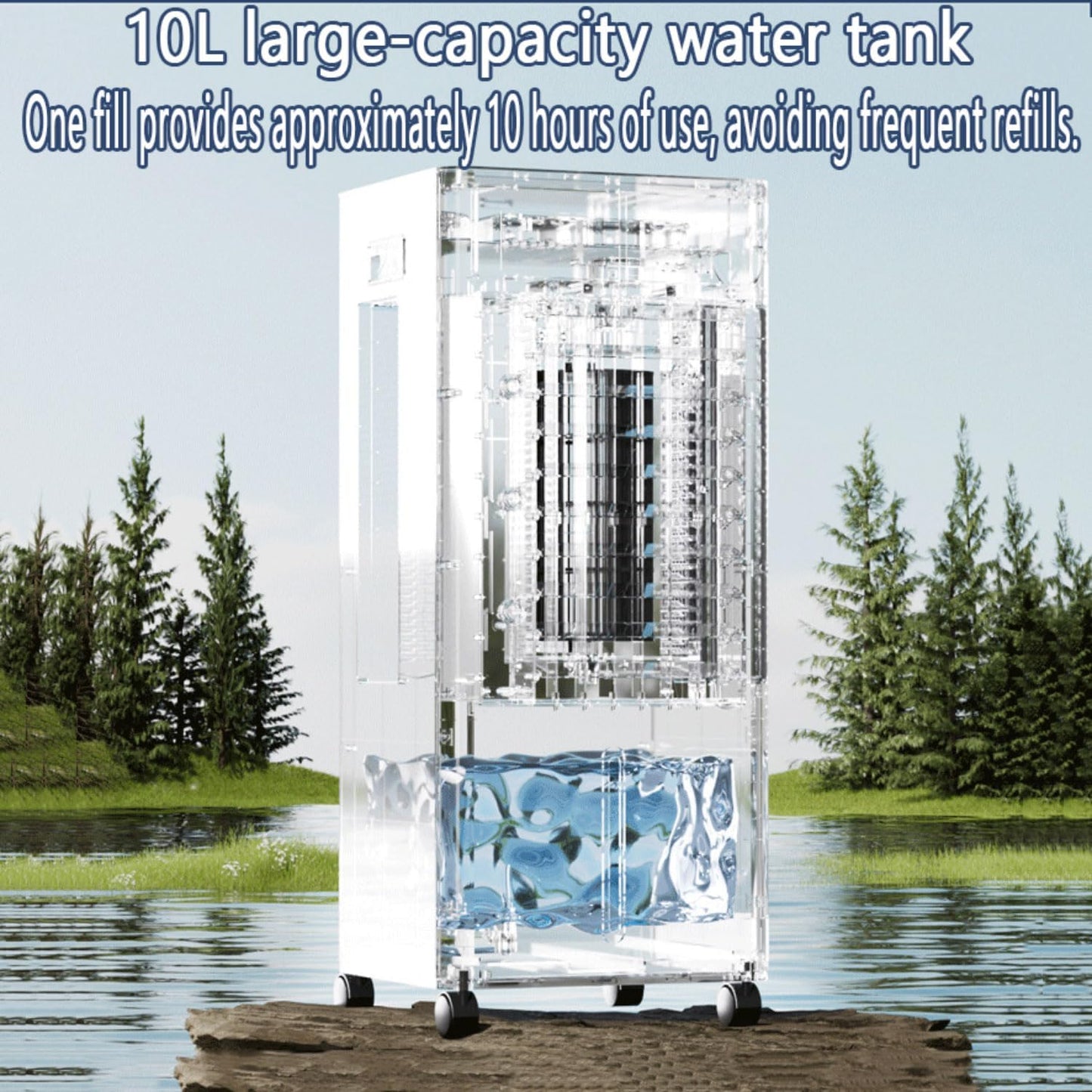 GENERIC Refroidisseur D'air évaporatif Portable, 10L à Distance De Réservoir, 60 Ventilateur Silencieux Oscillant Pour Le Bureau De Chambre à Coucher En Mode D'économie D'énergie