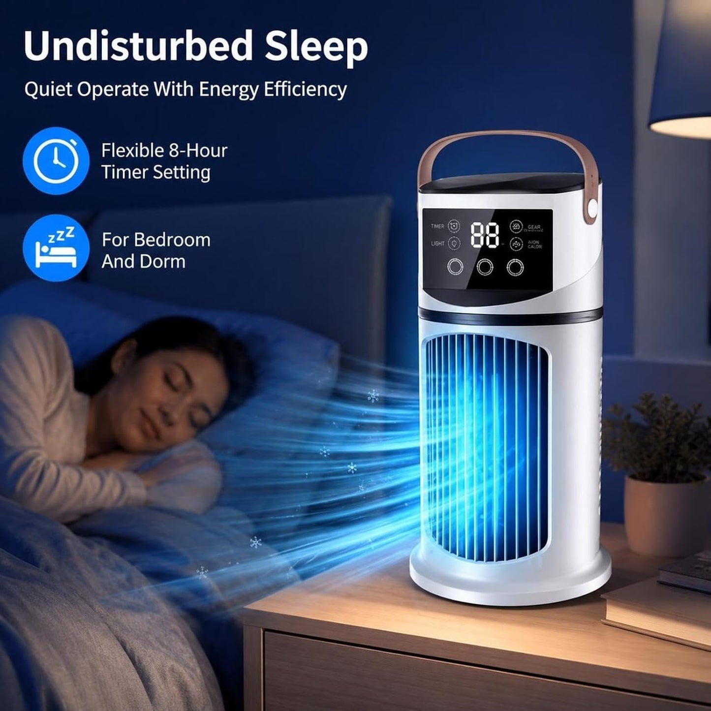  Climatiseurs Portatifs | 4 En 1 Climatiseur Portable | Ventilateur De Bureau Silencieux Rafraîchisseur D'Air | Rechargeable Par USB, Pour La Chambre, Le Bureau, La Maison