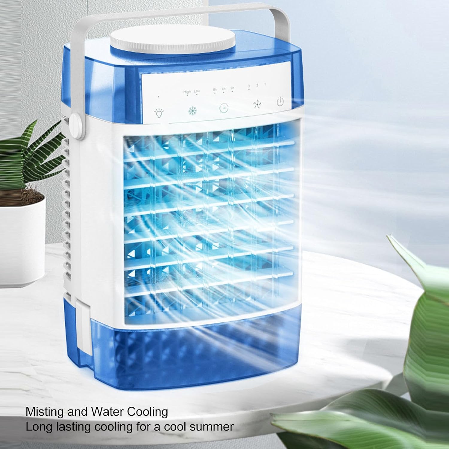  Climatiseur Portable, 3 Vitesses, 3 Modes, Minuterie 2H, 4H, 8H, Veilleuse 7 Couleurs, Avec Conception à Double Réservoir Et Persiennes Réglables, Pour Chambre à Coucher,