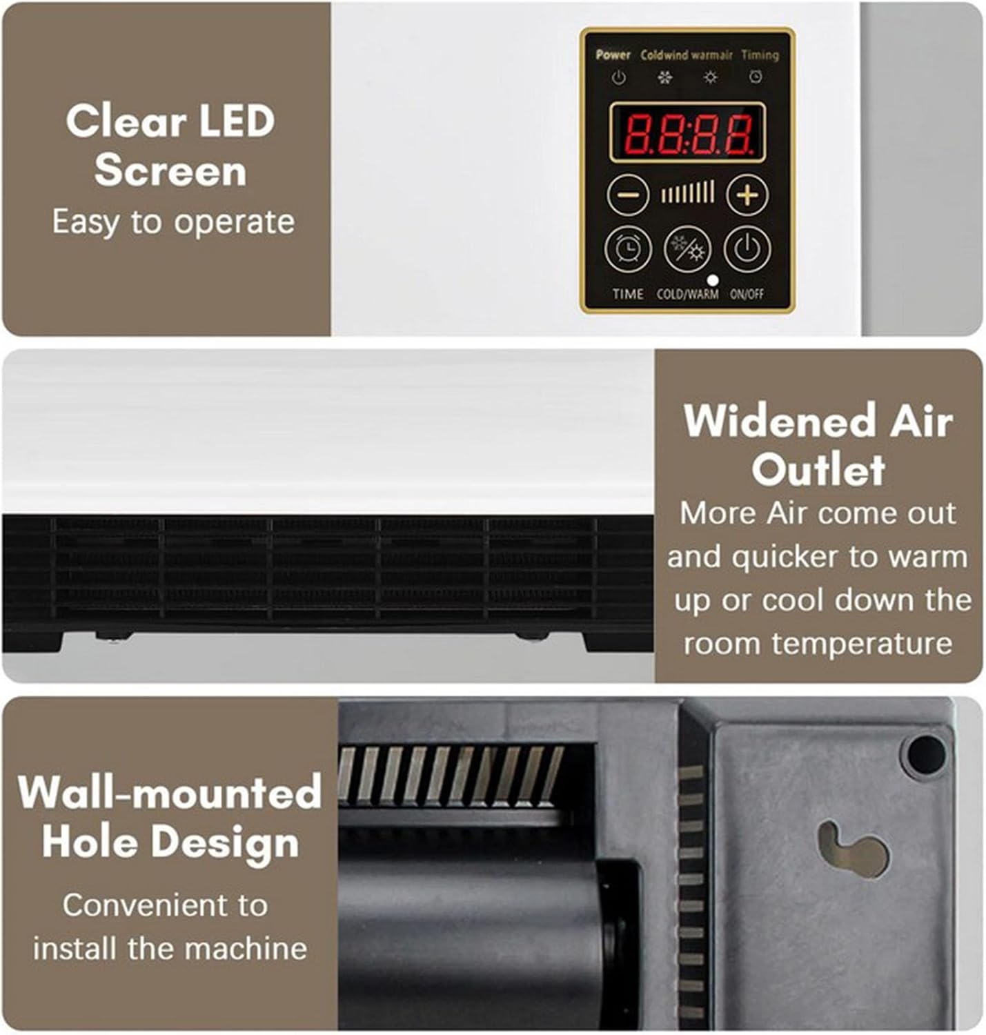  Mini Climatiseur Mural, Unité De Climatisation Portable Avec Télécommande, Chauffage De Refroidissement Silencieux Pour Le Bureau De Chambre à Coucher, Contrôle De Climat Sans Conduit Pour Le Salon à