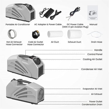 GENERIC Climatiseur Mobile Portable, Refroidisseur D'air Extérieur Pour Camping-car Avec 3 Vitesses De Vent, Faible Consommation D'énergie Pour Tente Et Camion
