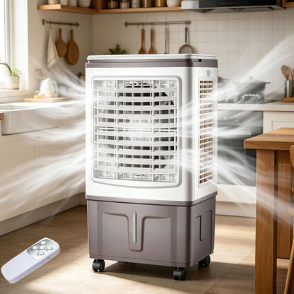  Climatiseur Mobile Portable 20l, 3 Vitesses, TéLéCommande, Minuterie 7.5h, RéServoir D'eau Amovible, Refroidisseurs éVaporation Pour Maison, Bureau, Pour Un Espace De 5 à 30 M²
