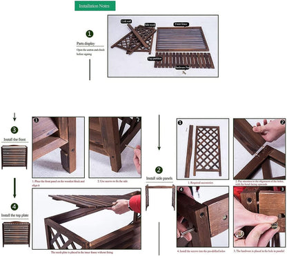  Housse De Protection Pour Climatiseur D'extérieur En Bois Massif, Support De Fleurs Pour Balcon En Bois, étagère De Rangement épaisse