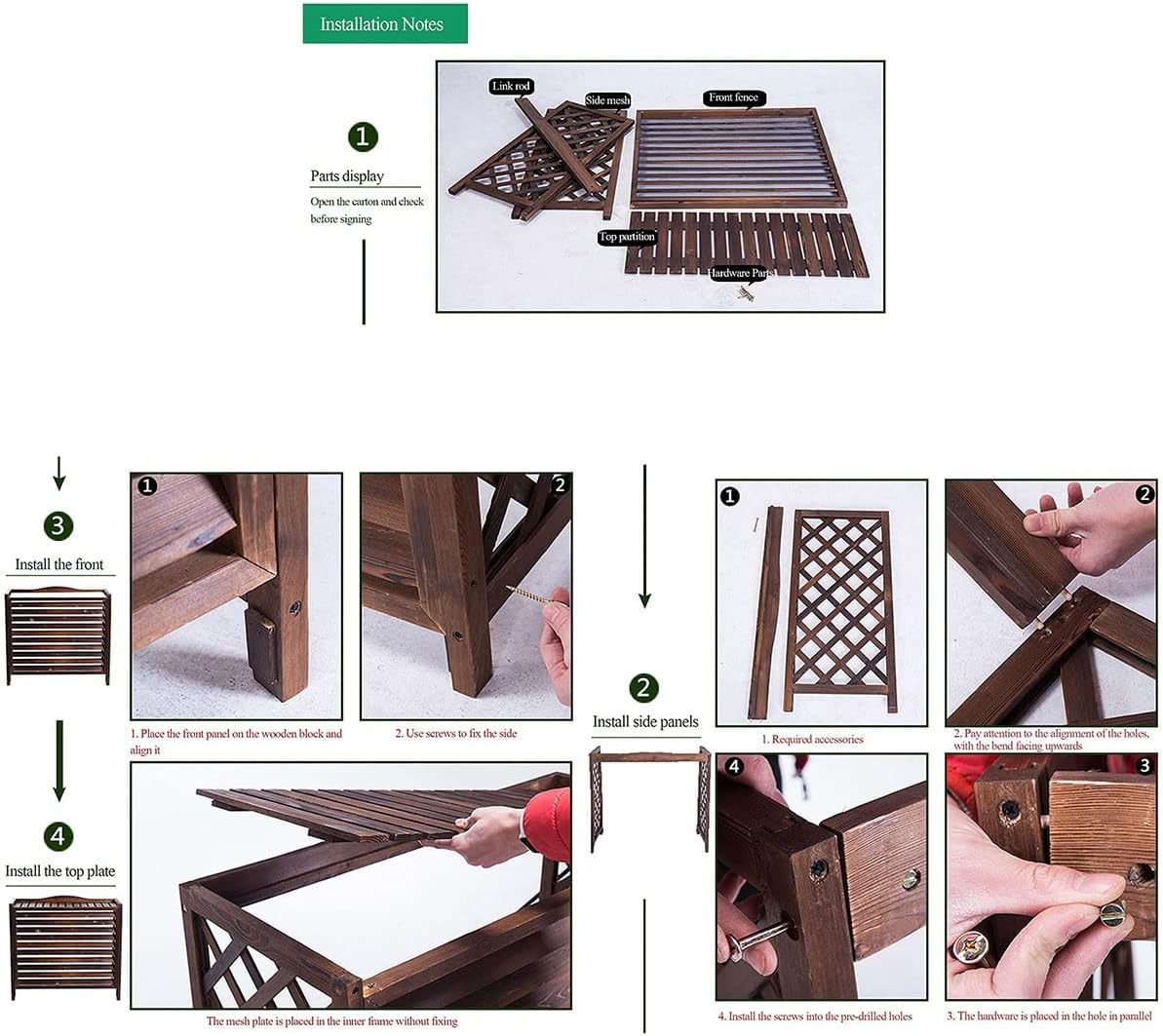  Housse De Protection Pour Climatiseur Pompe à Chaleur, Support De Fleurs D'extérieur En Bois, écran De Confidentialité En Bois Massif Pour Climatiseur, Protection De Balcon Dissimulée
