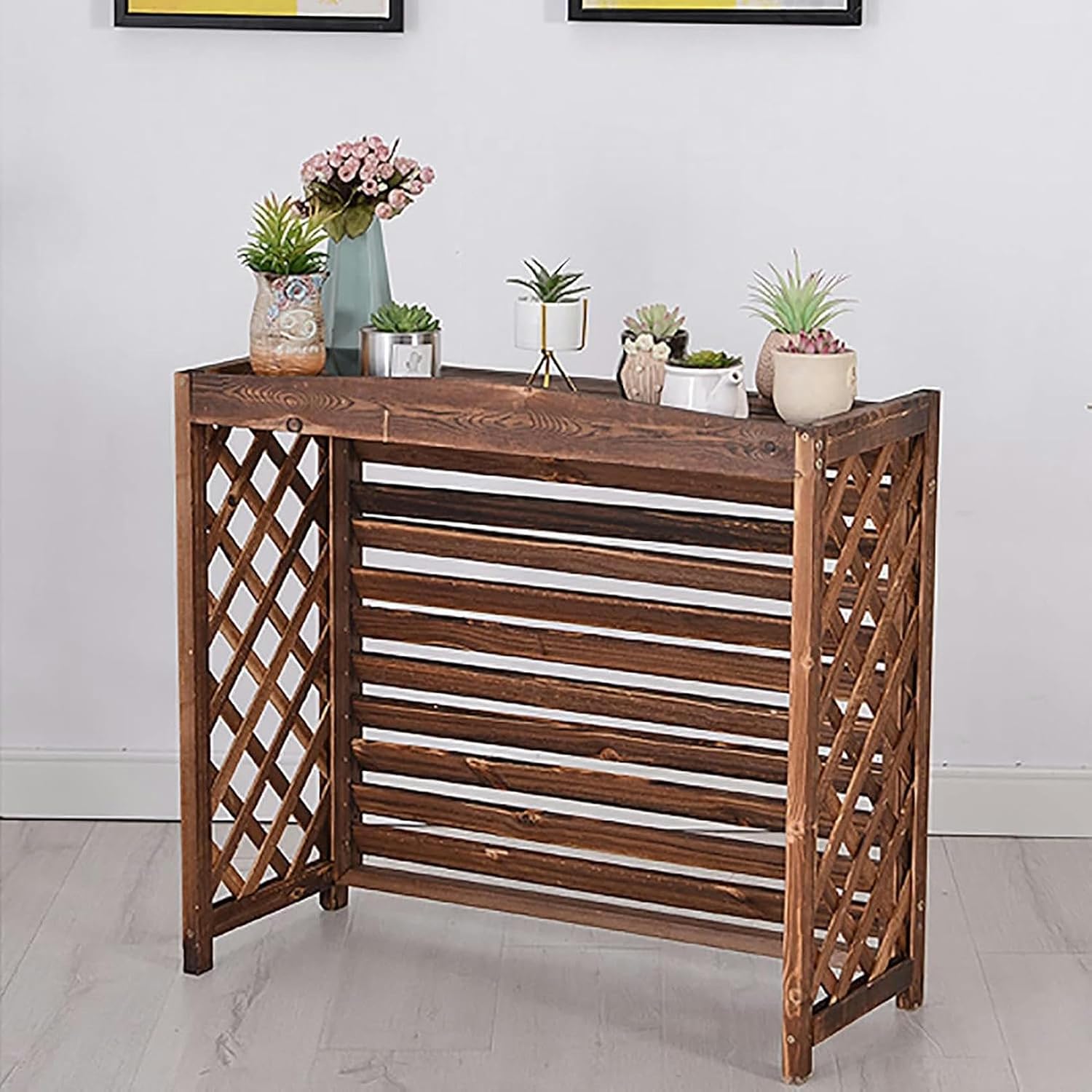  Housse Pour Climatiseur Extérieur – Séparateur D'espace à Persiennes En Bois Et Clôture élégant Support De Fleurs En Bois Massif Pour Jardin Et Terrasse
