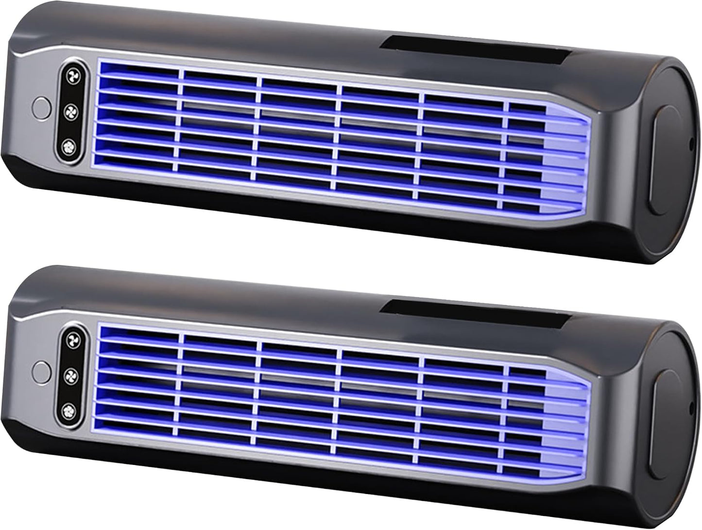  Lot De 2 Climatiseurs Sans Fil, Petit Ventilateur Tour Rechargeable Par USB à 3 Vitesses, Ventilateur De Refroidissement Sur Pied, Mural Et Couché Avec Support Téléphone Pour La Maison Et Le Burea