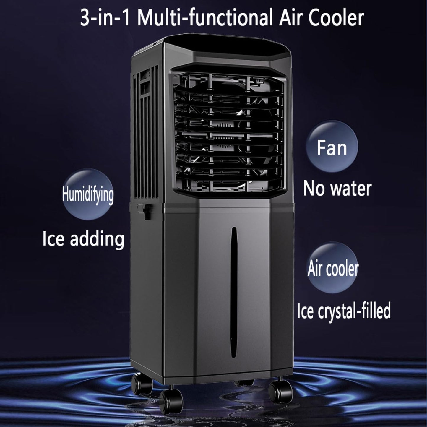 GENERIC Climatiseur Portable à évaporation Avec Réservoir De 60 L, Oscillation à 120°, Ultra Silencieux, Minuterie 12 H, Télécommande, Pour Appartement, Garage Ou Extérieur.
