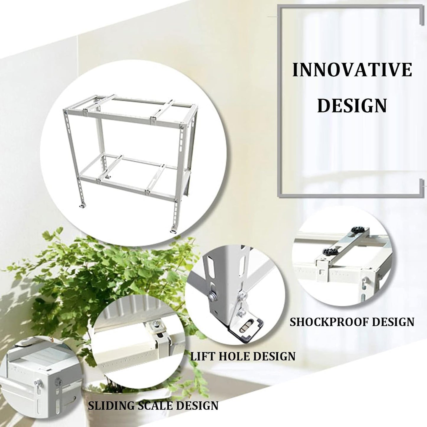  Support Pour Climatiseur, Mini Climatiseur Extérieur, Robuste, Double Niveau, Absorption Des Vibrations, Montage De Pompe à Chaleur Pour Plus De Stabilité Et De Durabilité