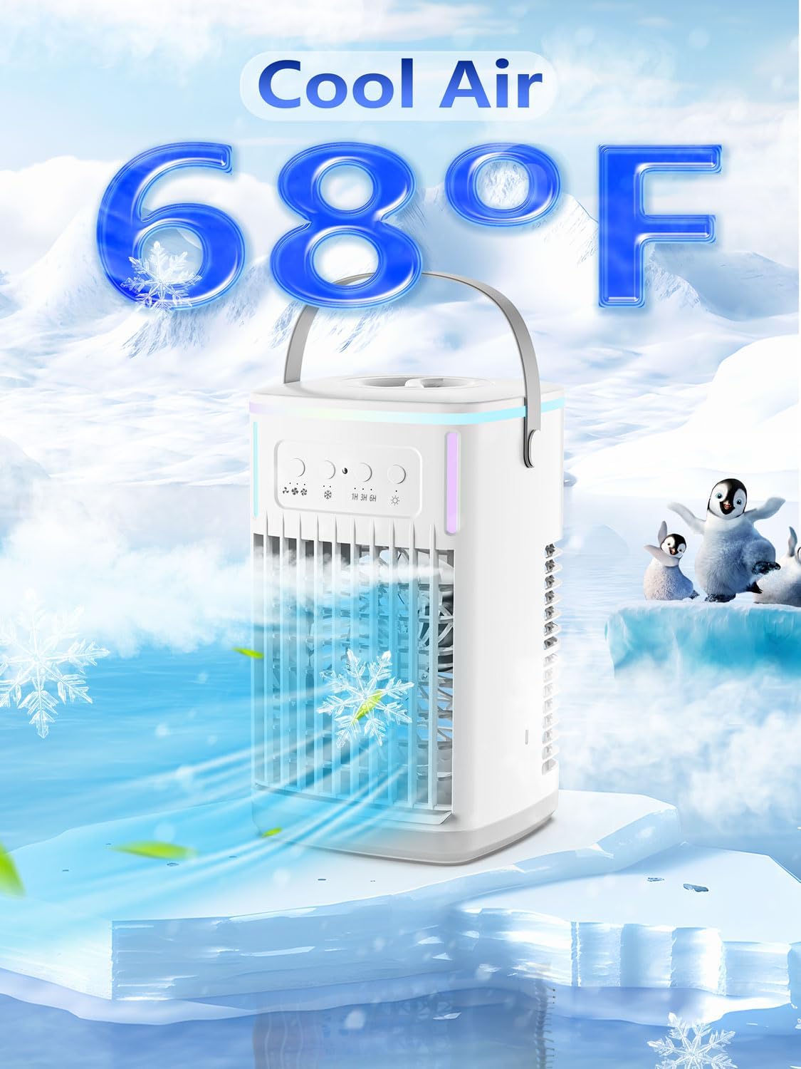  Ventilateur De Climatisation Portable Avec Télécommande, Réservoir De 1500 Ml, Minuterie De 1 à 6 Heures, 3 Vitesses De Vent, Mini Refroidisseur D'air Personnel Avec Humidificateur Pour Chambre