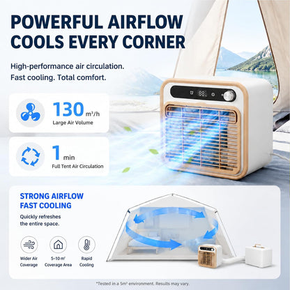  Climatiseur Tente Camping 5000 BTU, Climatiseur Split 1.5m | Structure Mobile Silencieuse, Mini AC De Table Pour Chambre Bureau, Choix De Tuyau 1m/1.5m/2m Sans Eau 12H